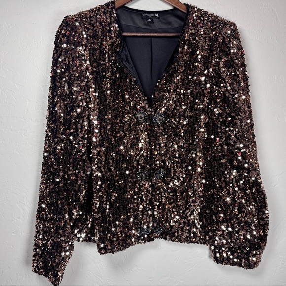 Antthony Jackets & Blazers - Antthony Women's Black Velvet Copper Sequin Jacket Size 1X